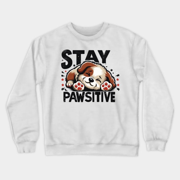 Stay Pawsitive Crewneck Sweatshirt by aswIDN